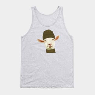 Cute Cozy Season Goat With Beanie and Scarf Tank Top